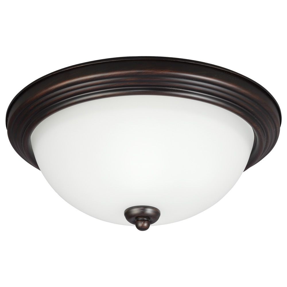 Sea Gull Lighting-77264-710-Two Light Flush Mount in Transitional Style - 13.25 inches wide by 6.25 inches high   Bronze Finish with Satin Etched Glass