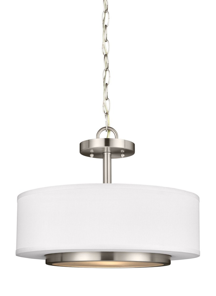 Sea Gull Lighting-7728002-962-Nance - 2 Light Semi-Flush Convertible Pendant in Transitional Style - 16.25 inches wide by 12 inches high Brushed Nickel Incandescent Brushed Nickel Finish with Satin Et