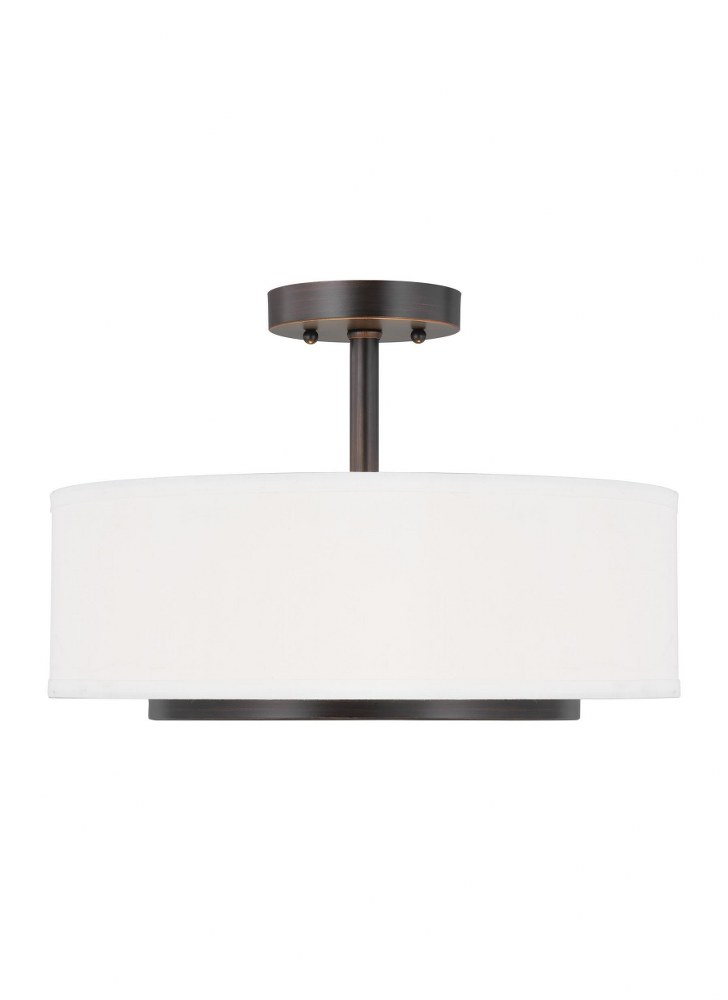 Sea Gull Lighting-7728002EN3-710-Nance - 2 Light Semi-Flush Convertible Pendant in Transitional Style - 16.25 inches wide by 12 inches high Bronze LED Brushed Nickel Finish with Satin Etched Glass wit