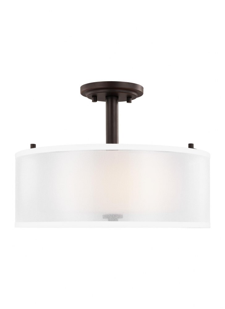 Sea Gull Lighting-7737302-710-Elmwood Park - 2 Light Semi-Flush Mount in Traditional Style - 15 inches wide by 11 inches high Incandescent Lamping  Bronze Finish with Satin Etched Glass