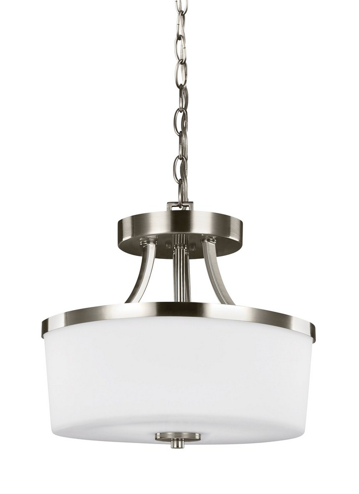 Sea Gull Lighting-7739102-962-Hettinger - 100W Two Light Convertible Pendant in Transitional Style - 13.25 inches wide by 11.38 inches high Brushed Nickel Incandescent Brushed Nickel Finish with Etche