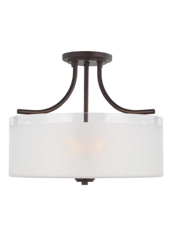 Sea Gull Lighting-7739803EN3-710-Norwood - 3 Light Semi-Flush Mount - 15.25 inches wide by 13 inches high Bronze LED Bronze Finish with Clear/Satin Etched Glass