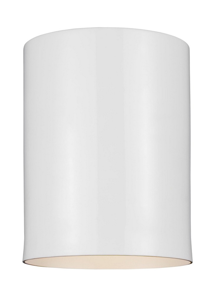 Sea Gull Lighting-7813801-15-Bullets - One Light Outdoor Flush Mount in Transitional Style - 5.13 inches wide by 5.63 inches high White Incandescent Painted Brushed Nickel Finish