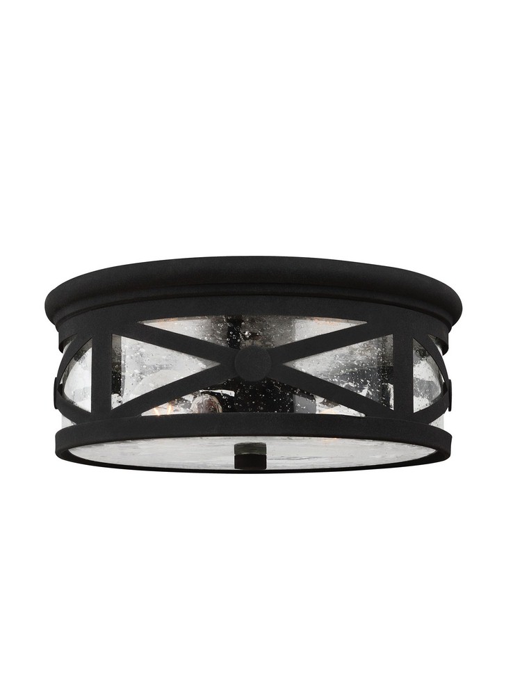 Sea Gull Lighting-7821402-12-Lakeview - Two Light Outdoor Flush Mount in Traditional Style - 13 inches wide by 5.5 inches high Black Incandescent Antique Bronze Finish with Clear Seeded Glass