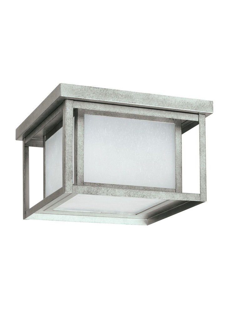 Sea Gull Lighting-79039-57-Hunnington - 75W Two Light Outdoor Flush Mount in Contemporary Style - 10 inches wide by 6.25 inches high Weathered Pewter Incandescent Weathered Pewter Finish with Etched S