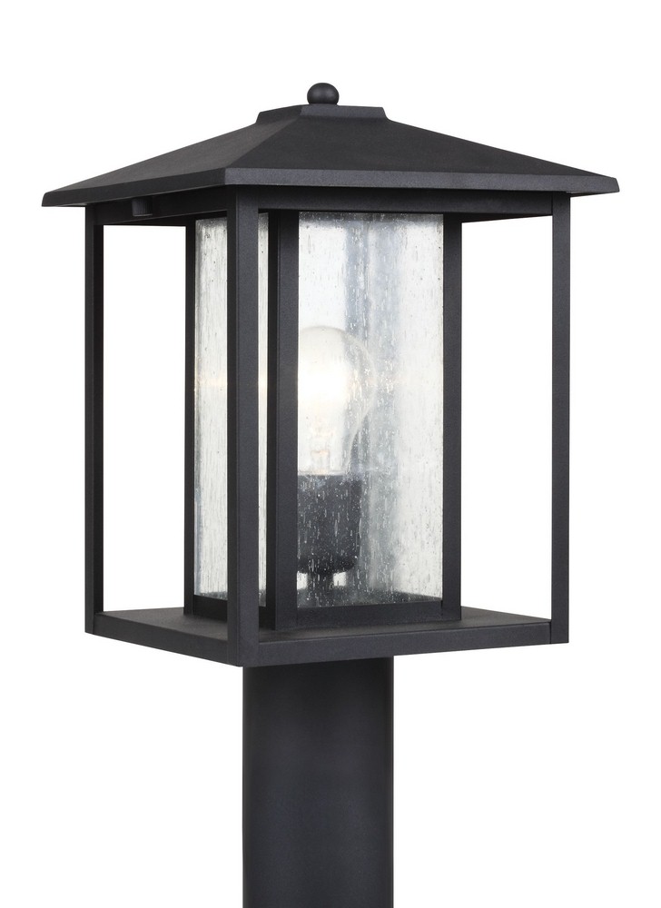 Sea Gull Lighting-82027-12-Hunnington - One Light Outdoor Post Lantern   Black Finish with Clear Seeded Glass