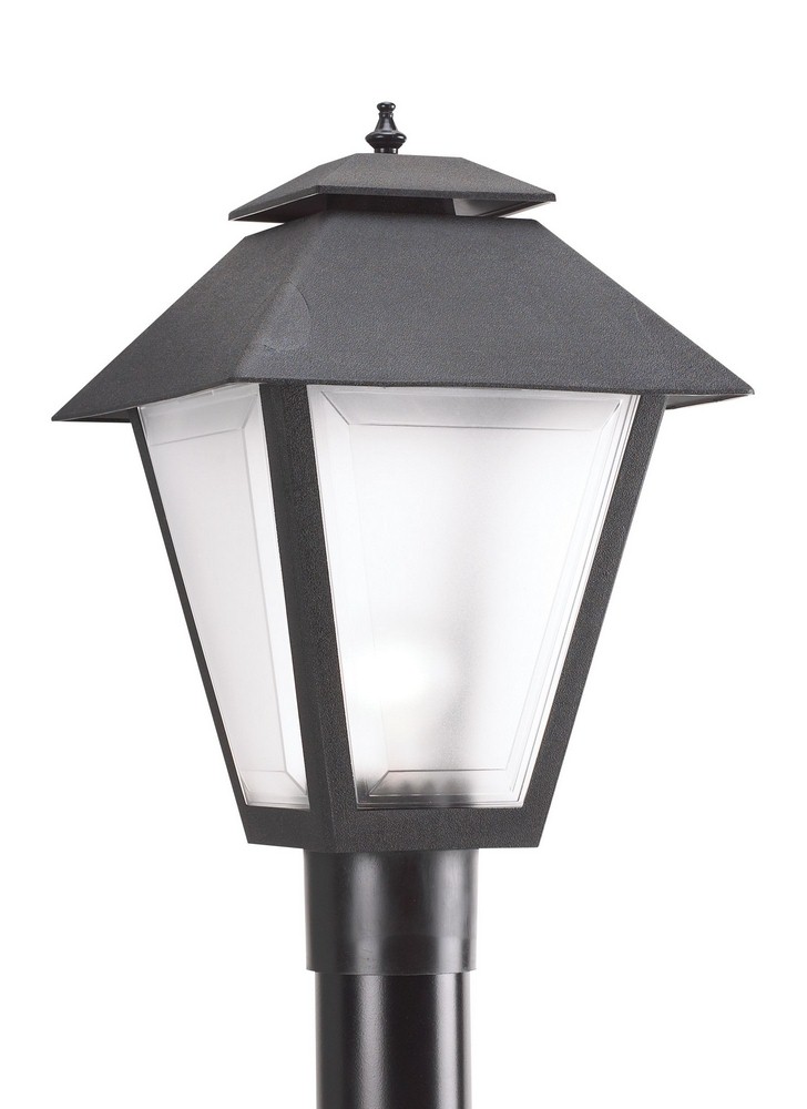 Sea Gull Lighting-82065-12-One Light Outdoor Post Lamp in Traditional Style - 10.5 inches wide by 18 inches high Black Incandescent Black Finish with Frosted Acrylic Glass