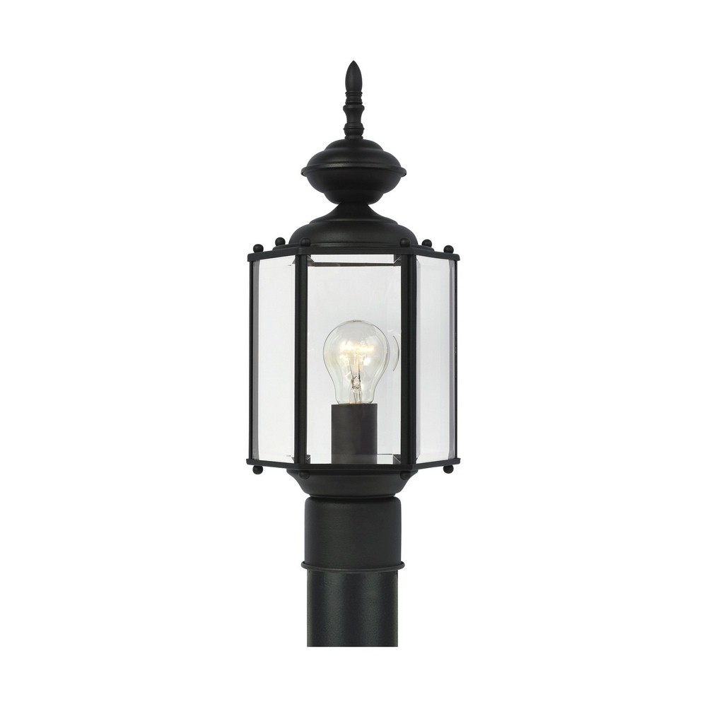 Sea Gull Lighting-8209-12-One Light Outdoor Post Fixture Black  Polished Brass