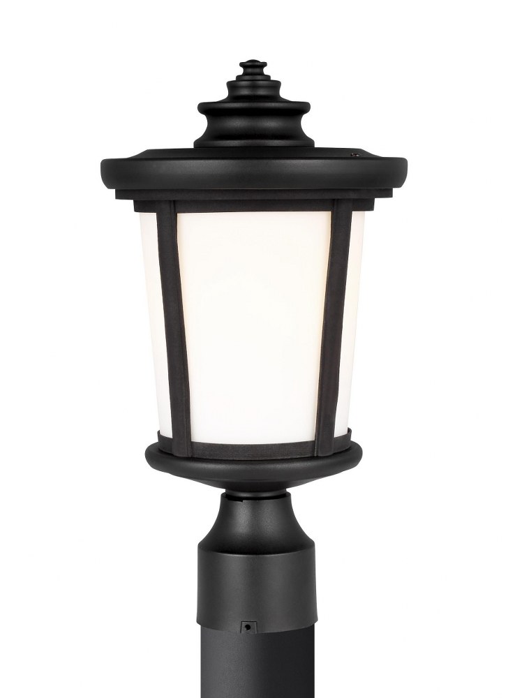 Sea Gull Lighting-8219301-12-Eddington - 1 Light Outdoor Post Lantern - 8 inches wide by 15 inches high Black Incandescent Black Finish with Cased Opal Etched Glass