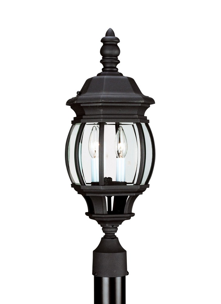 Sea Gull Lighting-82200-12-Wynfield - Two Light Outdoor Post Lamp Black Incandescent Black Finish with Clear Beveled Glass