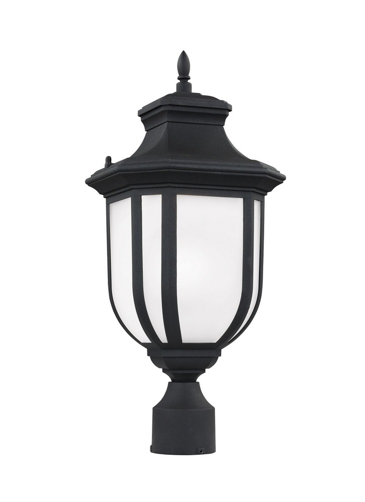 Sea Gull Lighting-8236301-12-Childress - One Light Outdoor Post Lantern Black Incandescent Antique Bronze Finish with Satin Etched Glass