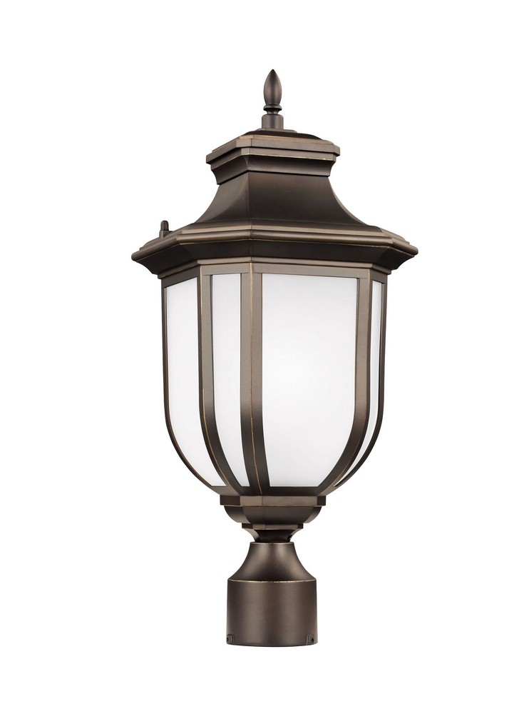 Sea Gull Lighting-8236301-71-Childress - One Light Outdoor Post Lantern Antique Bronze Incandescent Antique Bronze Finish with Satin Etched Glass