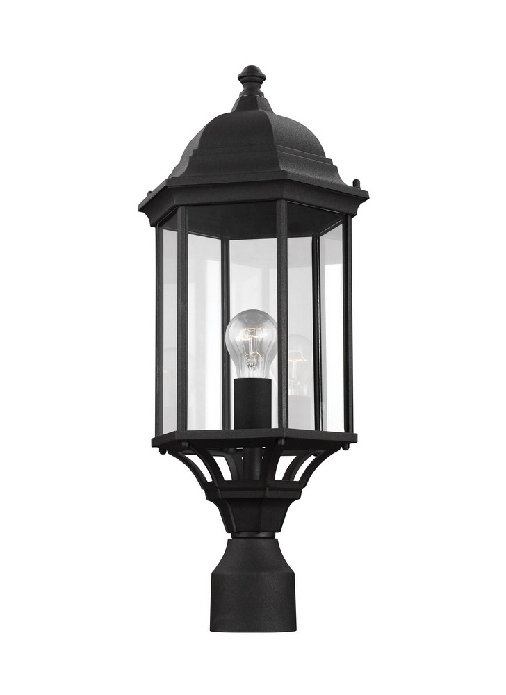 Sea Gull Lighting-8238701-12-Sevier - One Light Outdoor Post Lantern in Traditional Style - 9.38 inches wide by 22.13 inches high Black  Antique Bronze Finish with Clear Glass