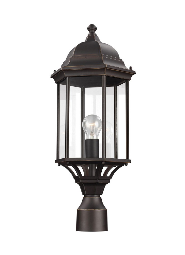 Sea Gull Lighting-8238701-71-Sevier - One Light Outdoor Post Lantern in Traditional Style - 9.38 inches wide by 22.13 inches high Antique Bronze  Antique Bronze Finish with Clear Glass