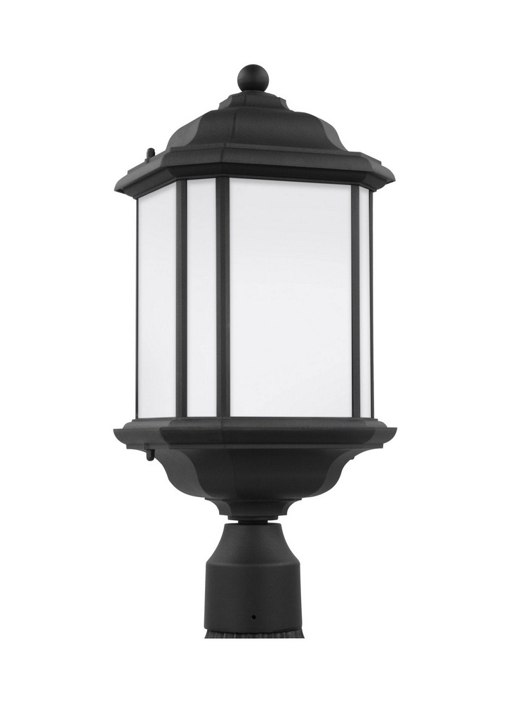 Sea Gull Lighting-82529-12-Kent - One Light Outdoor Post Lantern in Traditional Style - 8.5 inches wide by 20.25 inches high Black Incandescent Oxford Bronze Finish with Satin Etched Glass