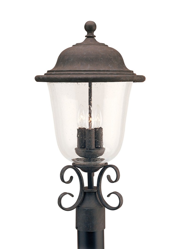 Sea Gull Lighting-8259EN-46-Three Light Outdoor Post Fixture in Traditional Style - 12 inches wide by 22.75 inches high Oxidized Bronze LED Oxidized Brass