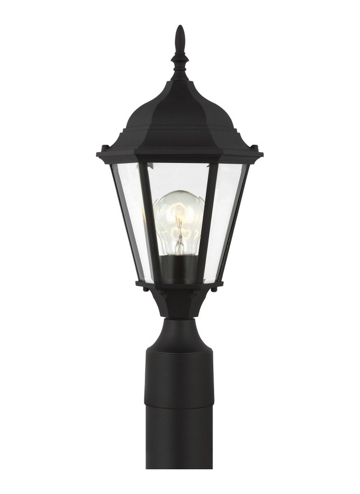 Sea Gull Lighting-82938-12-Bakersville - 1 Light Outdoor Post Lantern Black  Black Finish with Clear Beveled Glass