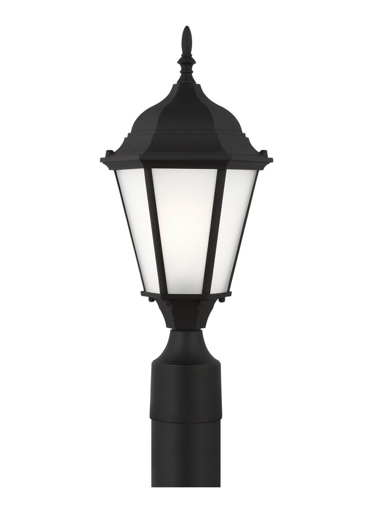 Sea Gull Lighting-82941-12-Bakersville - 1 Light Outdoor Post Lantern Black Incandescent Black Finish with Satin Etched Glass