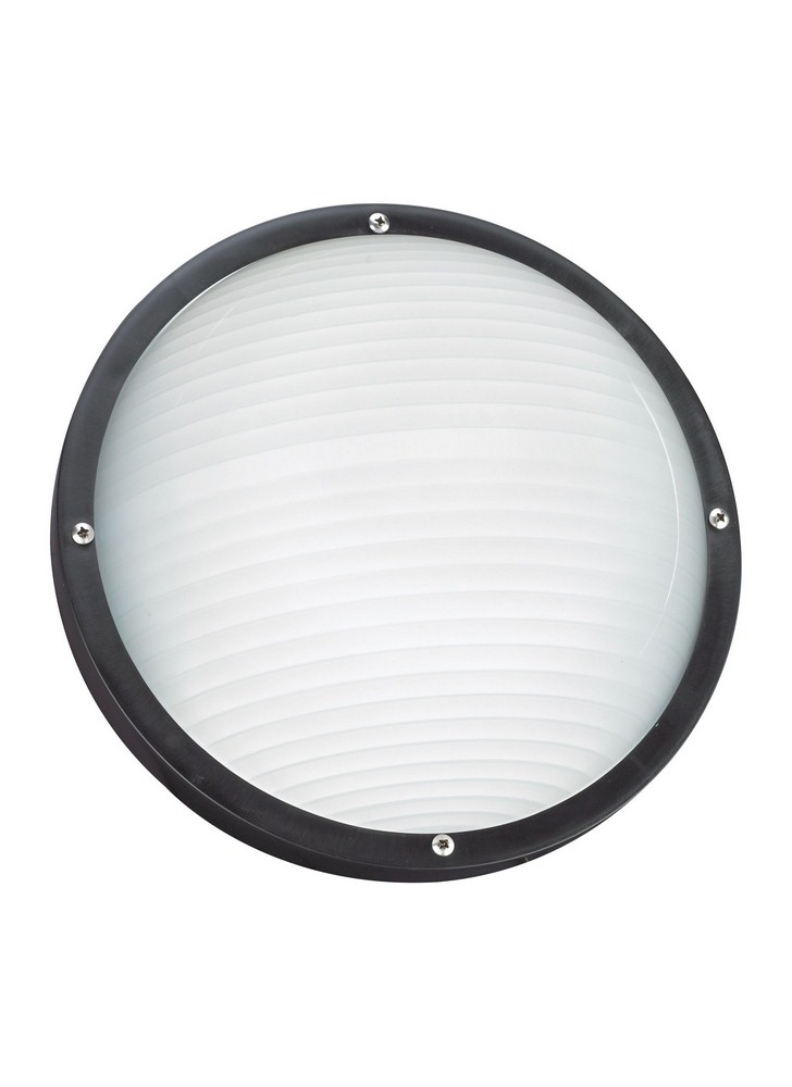 Sea Gull Lighting-83057-12-Bayside - One Light Outdoor Bulk Head Black Incandescent White Finish with Frosted Glass