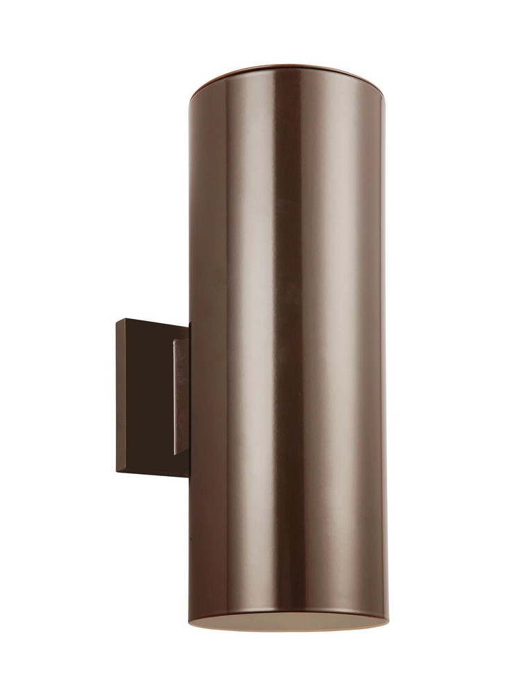 Sea Gull Lighting-8313802-10-Bullets - Two Light Outdoor Wall Lantern in Transitional Style - 5.13 inches wide by 18.25 inches high Bronze Incandescent Painted Brushed Nickel Finish with Clear Tempere