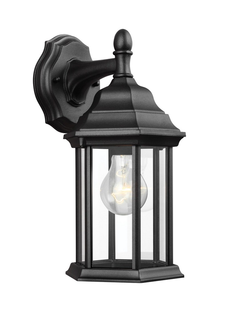 Sea Gull Lighting-8338701-12-Sevier - One Light Small Wall Lantern in Traditional Style - 6.5 inches wide by 12.5 inches high Black Incandescent Antique Bronze Finish with Clear Glass