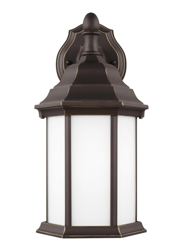 Sea Gull Lighting-8338751EN3-71-Sevier - 1 Light Small Outdoor Downlight Wall Lantern in Traditional Style - 6.5 inches wide by 12.5 inches high Antique Bronze LED Black Finish with Satin Etched Glass