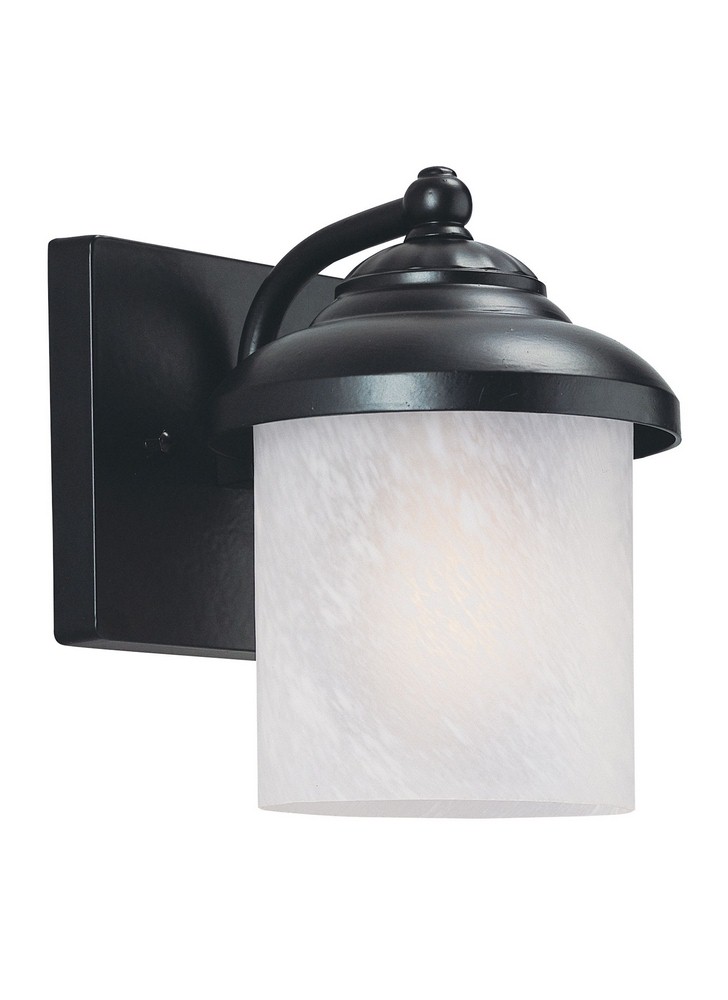 Sea Gull Lighting-84048-12-Yorktown - 100W One Light Outdoor Small Wall Lantern in Transitional Style - 6 inches wide by 8.5 inches high Black Incandescent Black Finish with Swirled Marbleized Glass