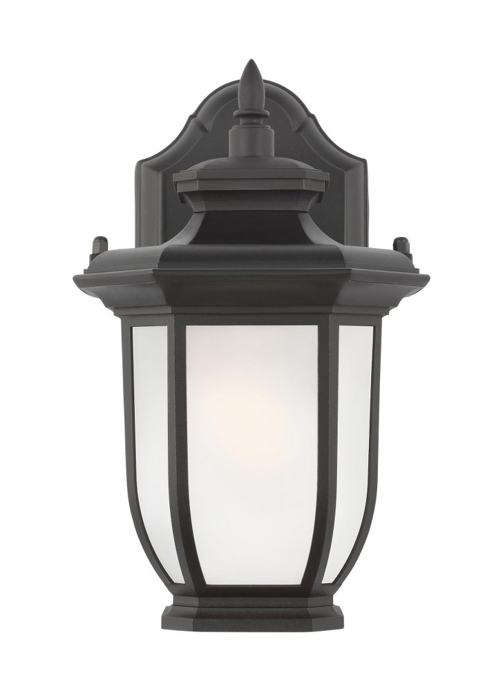 Sea Gull Lighting-8436301-12-Childress - 1 Light Extra Small Outdoor Wall Lantern in Traditional Style - 6 inches wide by 10 inches high Black Incandescent Black Finish with Satin Etched Glass