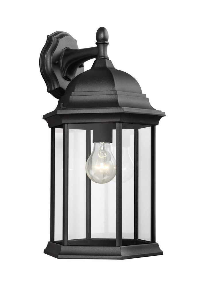 Sea Gull Lighting-8438701-12-Sevier - One Light Large Wall Lantern in Traditional Style - 9.38 inches wide by 18.75 inches high Black Incandescent Antique Bronze Finish with Clear Glass