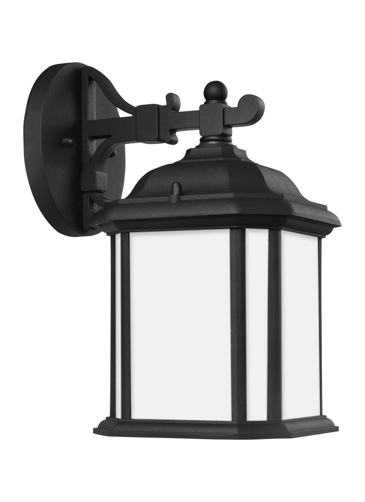 Sea Gull Lighting-84529-12-Kent - One Light Outdoor Wall Lantern in Traditional Style - 6.5 inches wide by 11.5 inches high Black Incandescent Oxford Bronze Finish with Satin Etched Glass