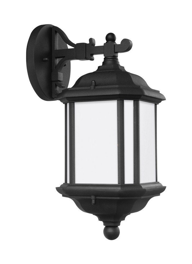 Sea Gull Lighting-84530-12-Kent - One Light Outdoor Wall Lantern in Traditional Style - 6.5 inches wide by 15 inches high Black Incandescent Oxford Bronze Finish with Satin Etched Glass