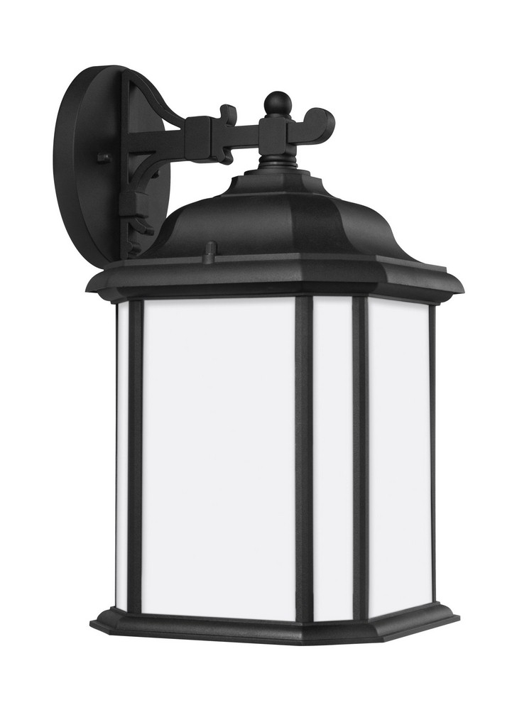 Sea Gull Lighting-84531-12-Kent - One Light Outdoor Wall Lantern in Traditional Style - 8.5 inches wide by 15 inches high Black Incandescent Oxford Bronze Finish with Satin Etched Glass