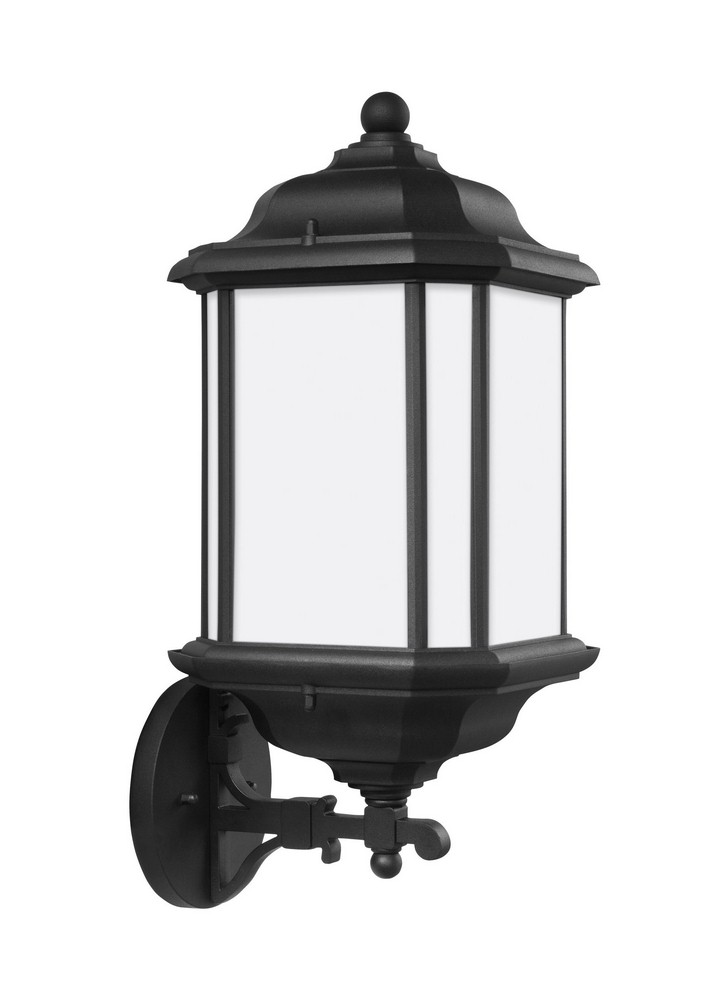 Sea Gull Lighting-84532-12-Kent - One Light Outdoor Wall Lantern in Traditional Style - 8.5 inches wide by 19.25 inches high Black Incandescent Oxford Bronze Finish with Satin Etched Glass