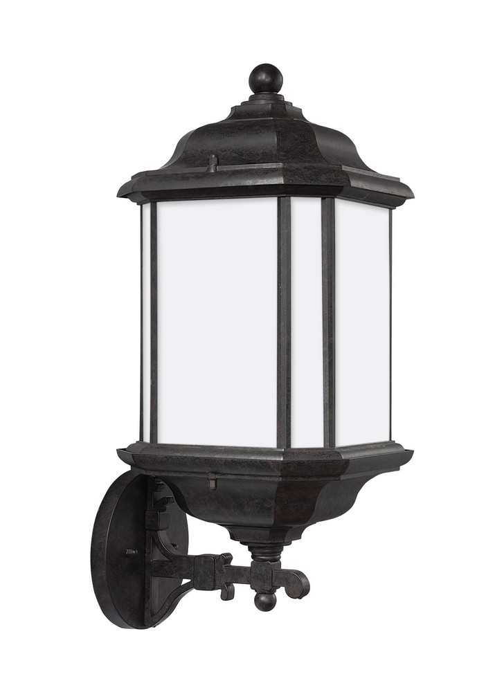 Sea Gull Lighting-84532-746-Kent - One Light Outdoor Wall Lantern in Traditional Style - 8.5 inches wide by 19.25 inches high Oxford Bronze Incandescent Oxford Bronze Finish with Satin Etched Glass