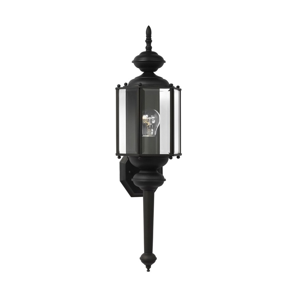 Sea Gull Lighting-8510-12-One Light Outdoor in Traditional Style - 7 inches wide by 25.5 inches high Black Incandescent Polished Brass with Clear Beveled Glass