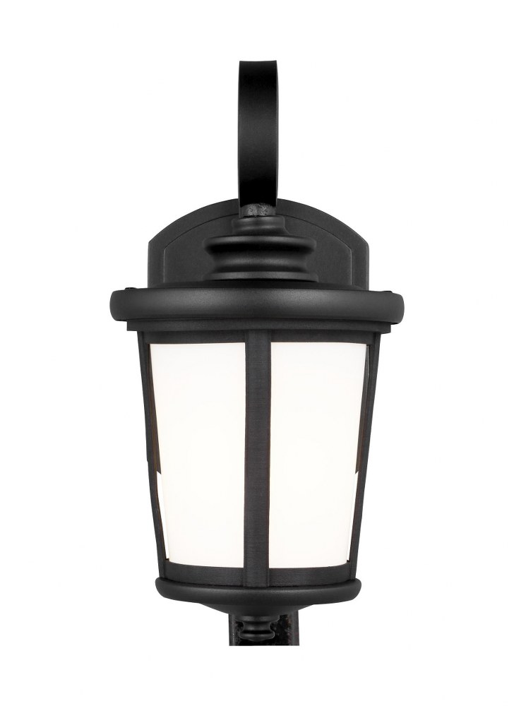 Sea Gull Lighting-8519301-12-Eddington - 1 Light Small Outdoor Wall Lantern - 6 inches wide by 11.88 inches high Black Incandescent Black Finish with Cased Opal Etched Glass