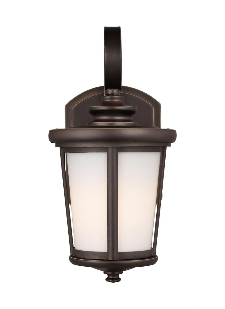 Sea Gull Lighting-8519301-71-Eddington - 1 Light Small Outdoor Wall Lantern - 6 inches wide by 11.88 inches high Antique Bronze Incandescent Black Finish with Cased Opal Etched Glass