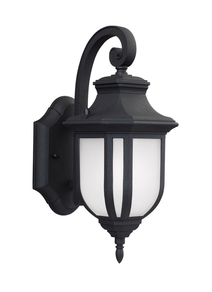 Sea Gull Lighting-8536301-12-Childress - One Light Outdoor Small Wall Lantern in Traditional Style - 5.5 inches wide by 12.63 inches high Black Incandescent Antique Bronze Finish with Satin Etched Gla