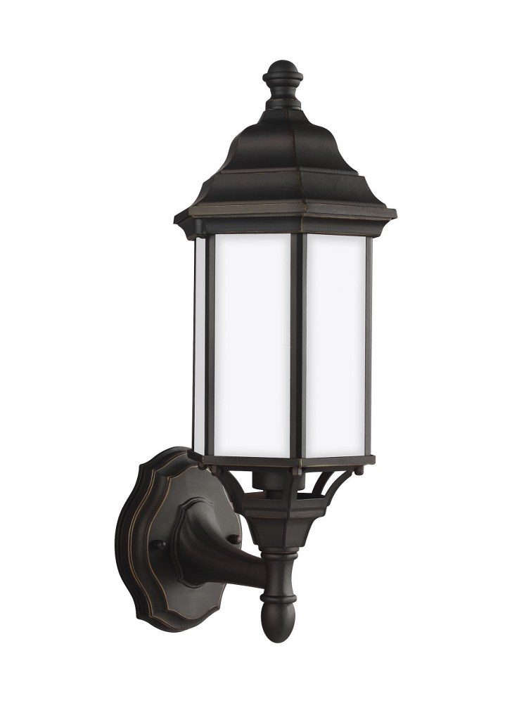 Sea Gull Lighting-8538751EN3-71-Sevier - 1 Light Small Outdoor Wall Lantern in Traditional Style - 6.5 inches wide by 16.25 inches high Antique Bronze LED Black Finish with Satin Etched Glass