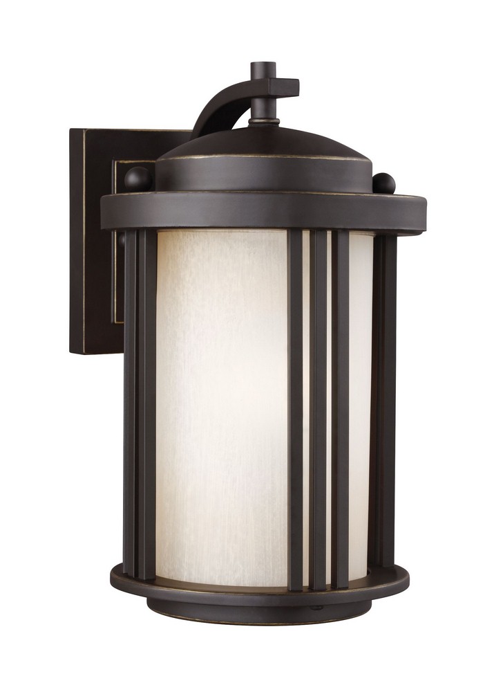 Sea Gull Lighting-8547901-71-Crowell - One Light Small Outdoor Wall Lantern in Contemporary Style - 6 inches wide by 10 inches high Antique Bronze Creme Parchment Antique Bronze Finish with Creme Parc