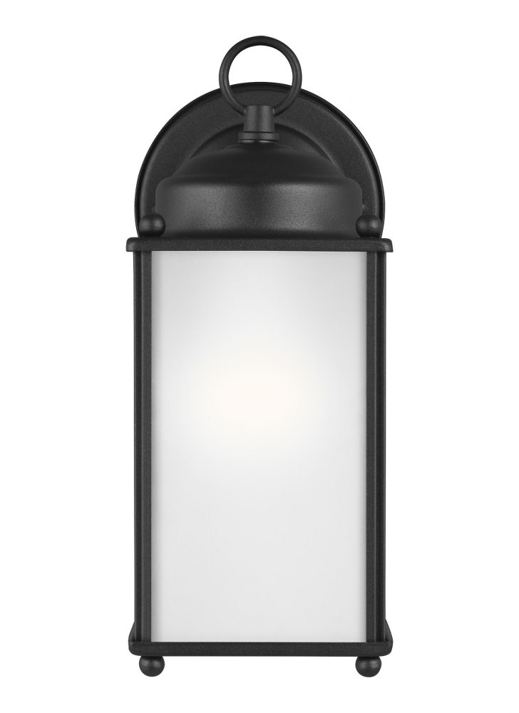 Sea Gull Lighting-8593001-12-New Castle - 1 Light Large Outdoor Wall Lantern in Traditional Style - 4.5 inches wide by 10.25 inches high Black Incandescent Black Finish with Satin Etched Glass