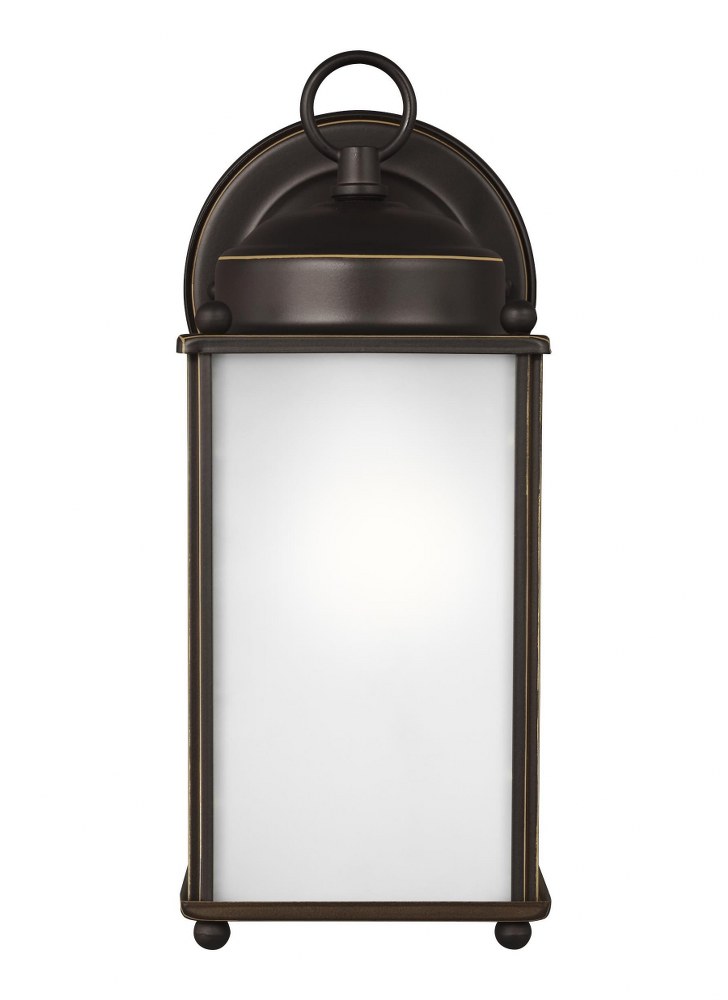 Sea Gull Lighting-8593001-71-New Castle - 1 Light Large Outdoor Wall Lantern in Traditional Style - 4.5 inches wide by 10.25 inches high Antique Bronze Incandescent Black Finish with Satin Etched Glas