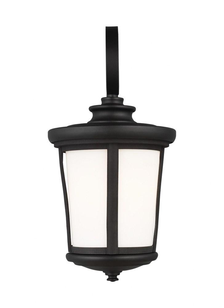 Sea Gull Lighting-8619301EN3-12-Eddington - 1 Light Medium Outdoor Wall Lantern - 8 inches wide by 16.13 inches high Black LED Black Finish with Cased Opal Etched Glass