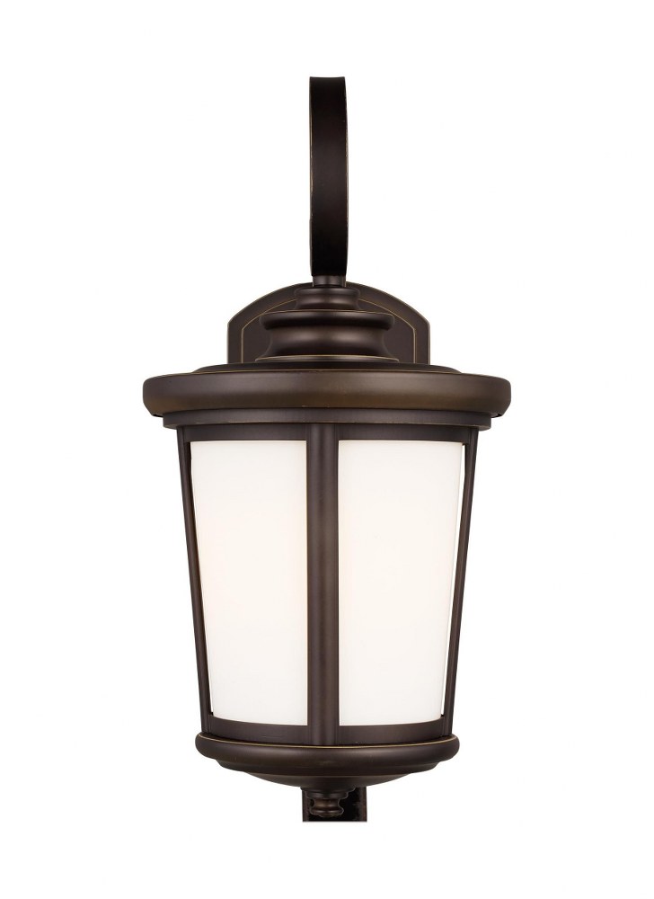 Sea Gull Lighting-8619301EN3-71-Eddington - 1 Light Medium Outdoor Wall Lantern - 8 inches wide by 16.13 inches high Antique Bronze LED Black Finish with Cased Opal Etched Glass