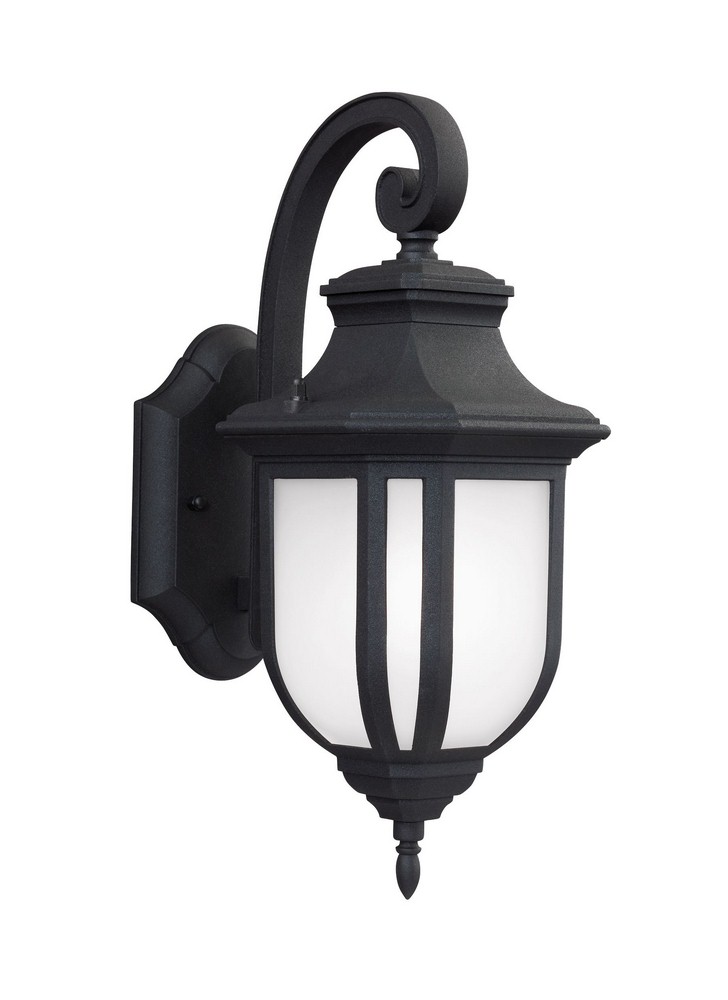 Sea Gull Lighting-8636301-12-Childress - One Light Medium Outdoor Wall Lantern in Traditional Style - 6.38 inches wide by 14.63 inches high Black Incandescent Antique Bronze Finish with Satin Etched G