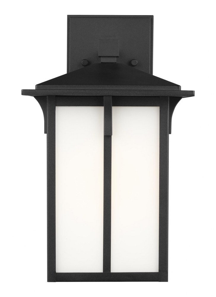 Sea Gull Lighting-8652701EN3-12-Tomek - 1 Light Medium Outdoor Wall Lantern - 8.38 inches wide by 14 inches high Black LED Black Finish with Etched/White Glass