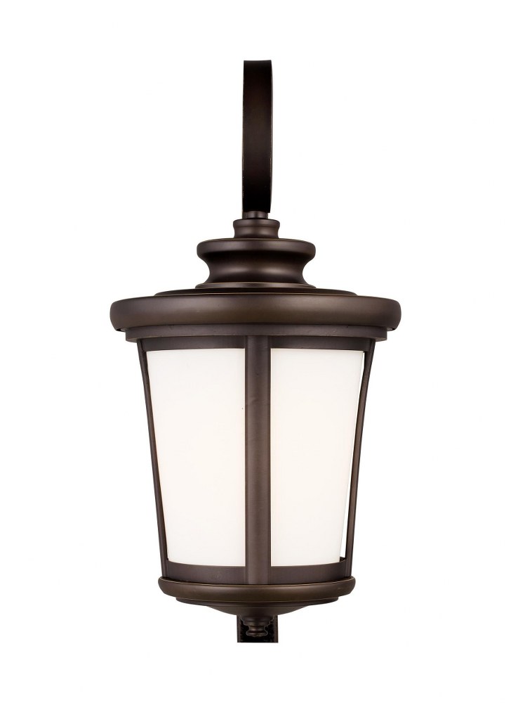 Sea Gull Lighting-8719301EN3-71-Eddington - 1 Light Large Outdoor Wall Lantern - 10 inches wide by 19.88 inches high Antique Bronze LED Black Finish with Cased Opal Etched Glass