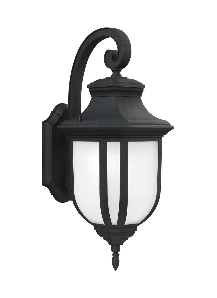 Sea Gull Lighting-8736301-12-Childress - One Light Large Outdoor Wall Lantern in Traditional Style - 9 inches wide by 21.25 inches high Black Incandescent Antique Bronze Finish with Satin Etched Glass