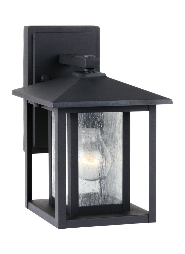 Sea Gull Lighting-88025-12-Hunnington - One Light Small Outdoor Wall Lantern in Contemporary Style - 7 inches wide by 11 inches high Black  Weathered Pewter Finish with Clear Seeded Glass