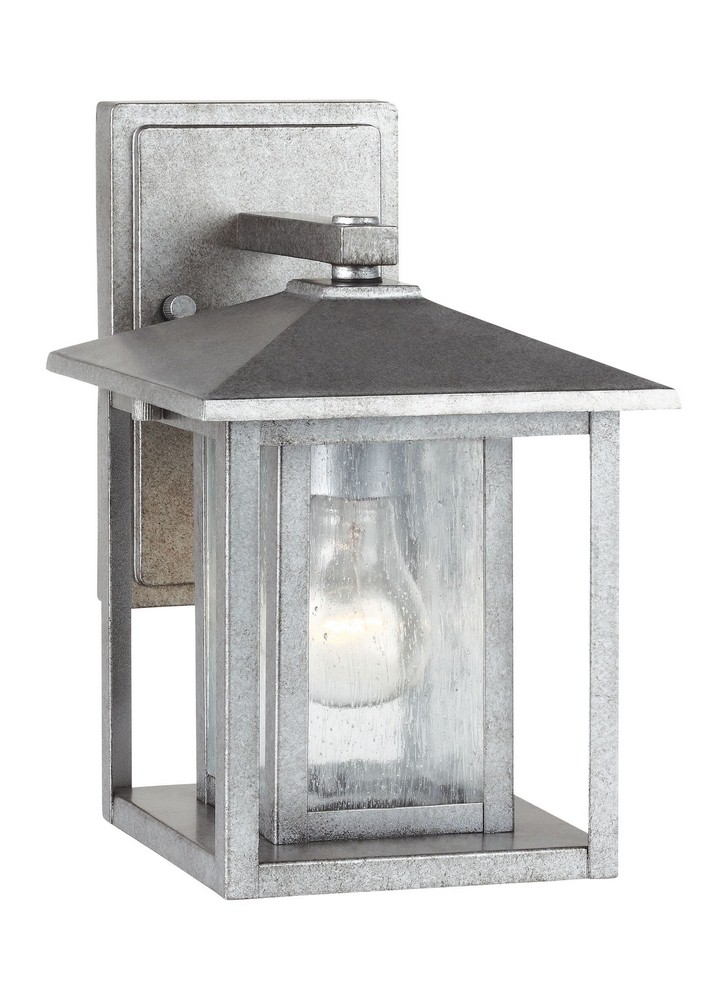 Sea Gull Lighting-88025-57-Hunnington - One Light Small Outdoor Wall Lantern in Contemporary Style - 7 inches wide by 11 inches high Weathered Pewter  Weathered Pewter Finish with Clear Seeded Glass